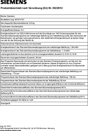 Siemens iQ800 WT47Y701 Wärmepumpentrockner
